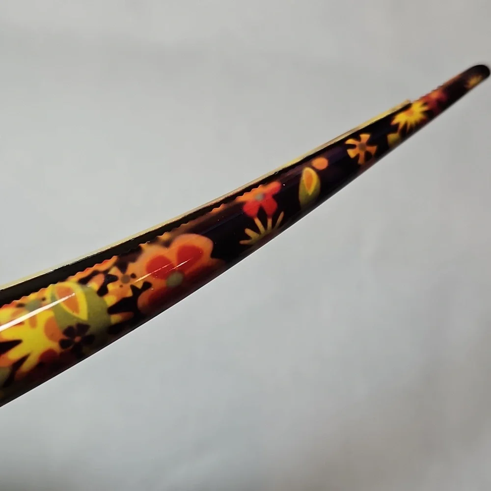 Floral Pattern Long Hair Clips - Pink & Orange - Picture 8 of 8